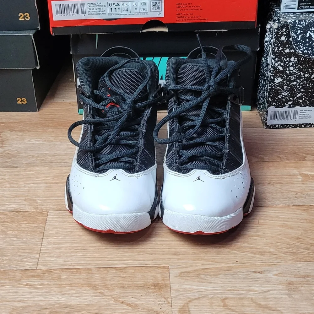 Jordan 6 Rings Black White Varsity Red Big Kids Size 2.5Y Youth EU 36 323419-067
